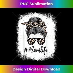 Bleached Mom Life Leopard Messy Bun Hair Bandana Glasses - Minimalist Sublimation Digital File - Crafted for Sublimation Excellence