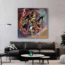 Four Horsemen of the Apocalypse Illustration Fantasystyle Roll Up Canvas, Stretched Canvas Art, Framed Wall Art Painting