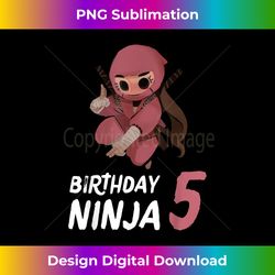 5th Birthday Ninja 5 Year Old Party Theme Martial Arts Girl - Chic Sublimation Digital Download - Pioneer New Aesthetic Frontiers