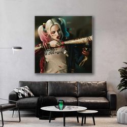Harley Quiynn Wall Art, Movie Poster, Movie Wall Art, Roll Up Canvas, Stretched Canvas Art, Framed Wall Art Painting