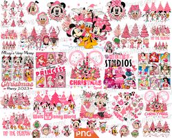 Disney Christmas Squad Png, Pink Mickey Christmas Png Bundle