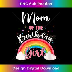 Womens Mom Of The Birthday Girl Rainbow Theme Family Birthday Girl V-Neck - Sublimation-Optimized PNG File - Channel Your Creative Rebel