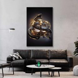 King Wall Art, Snake Canvas Art, Gold Crown Wall Decor, Roll Up Canvas, Stretched Canvas Art, Framed Wall Art Painting