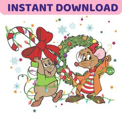 Cute Jaq and Gus Christmas Wreath SVG For Cricut Files