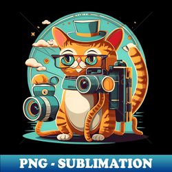 yellow cat the photographer - png sublimation digital download - revolutionize your designs