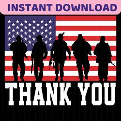 Thank You Veterans Patriotic American Flag SVG File