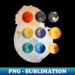 Lunar Phases Unveiled - Embrace the Dance of the Moon - PNG Transparent Sublimation File - Perfect for Sublimation Art