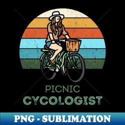 Picnic Cycologist Retro Sunset Cycling - Decorative Sublimation PNG File - Transform Your Sublimation Creations
