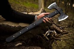 Custom hand Made Carbon steel wood cutting outdoor camping double Edge Axe.
