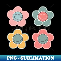 Multi Color Retro Bib Flowers - Premium Png Sublimation File - Fashionable And Fearless