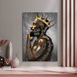 Wall art Black Man, African American Man Poster, Black Men I Am Empowered King Painting Poster Printed, Motivational Phr