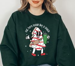 Boojee Looking Like a Snack Shirt Boojee Christmas Sweatshirt Christmas Tree Cake Shirt Holiday Gifts for Women Funny Ch