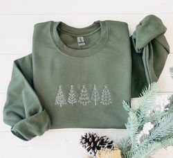 Christmas Tree Embroidered Sweatshirt, Christmas Sweatshirt, Embroidered Christmas Sweatshirt, Christmas Embroidery Swea