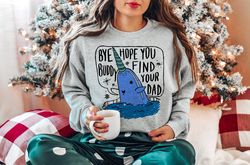 Christmas Whale Ugly Holiday Sweater, Crewneck Sweatshirt, Holiday Apparel Funny Christmas Crewneck,Find Your Dad, Ugly