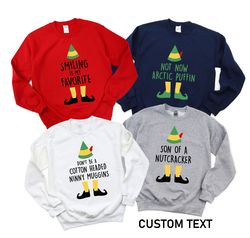 Customized Christmas Elf Sweatshirt, Funny Christmas Sweatshirt Elf, Christmas Hoodie, Christmas Gift, Christmas Movie S