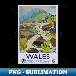 Vintage GWR Wales poster - Aesthetic Sublimation Digital File - Instantly Transform Your Sublimation Projects