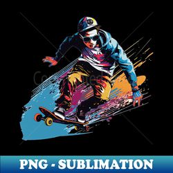 A Graphic Pop Art Drawing of a Skateboarder Performing a Trick - PNG Transparent Sublimation File - Instantly Transform Your Sublimation Projects