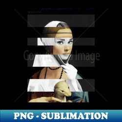 Lady with a Ermine by Leonardo da Vinci and Audrey Hepburn - Creative Sublimation PNG Download - Unleash Your Inner Rebellion