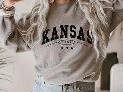 Kansas Sweatshirt, Kansas Crewneck, Kansas Gifts, Kansas Shirt, Vintage Sweatshirt Style, Kansas Sweater, For Women