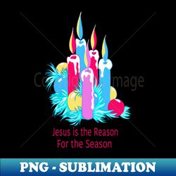 Bright nostalgic religious Christmas illustration candles and Christmas tree bulbs - Instant PNG Sublimation Download - Bold & Eye-catching