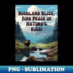 Highland Bliss Embrace Serenity with Natures Kiss - Sublimation-Ready PNG File - Vibrant and Eye-Catching Typography