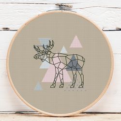 Scandinavian Moose cross stitch pattern Simple cross stitch animal For beginners Counted geometric design Wild animal