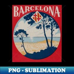 barcelona spain barcelona vintage landscape - png transparent digital download file for sublimation - unlock vibrant sublimation designs