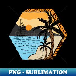 Summer hand drawn sunset beach - Decorative Sublimation PNG File - Bring Your Designs to Life