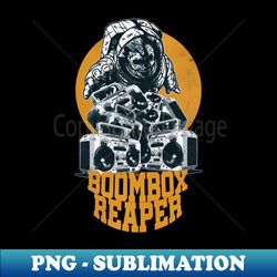 yellow boombox reaper - skull-face astronaut with boomboxes - png sublimation digital download - revolutionize your designs