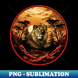 Lion Lion Gift Red Mountains - Digital Sublimation Download File - Fashionable and Fearless