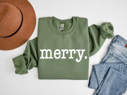 Merry Sweatshirt, Merry Christmas Sweatshirt, Christmas Crewneck Sweater, Holiday Sweater, Merry Sweatshirt for Women