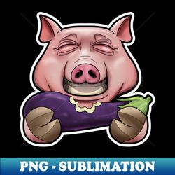 SNAX Pig eating eggplant - Digital Sublimation Download File - Add a Festive Touch to Every Day
