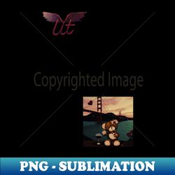 litq - cute teddy bear drinks wine at the golden gate bridge on valentines day - retro png sublimation digital download - fashionable and fearless