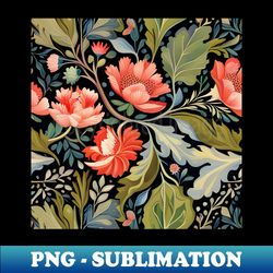 Modern Floral Pattern With Fall Leaves Flowers And Berries - PNG Transparent Digital Download File for Sublimation - Unleash Your Inner Rebellion
