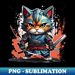 Samurai Cat - Sublimation-Ready PNG File - Boost Your Success with this Inspirational PNG Download