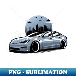 Silver Tesla Model S Plaid - Creative Sublimation PNG Download - Enhance Your Apparel with Stunning Detail