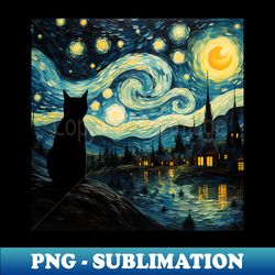 Van gogh Inspired Starry Night Cat - Artistic Sublimation Digital File - Unleash Your Creativity