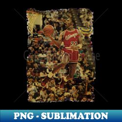 Michael Jordan Flying Old Photo Vintage - Signature Sublimation PNG File - Perfect for Sublimation Art