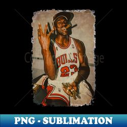 Michael Jordan Cygar Vintage Old Photo - Sublimation-Ready PNG File - Unleash Your Inner Rebellion
