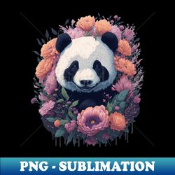 cute smiling giant panda bear with florals and foliage t-shirt design apparel mugs cases wall art stickers travel mug - signature sublimation png file - defying the norms