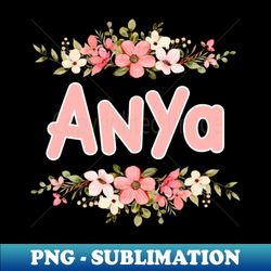 Flower Border Anya Name Label - Trendy Sublimation Digital Download - Instantly Transform Your Sublimation Projects