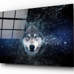 Wolf White Snow Printing Wall Art - Tempered Glass Wall Art - Home Decor - PNG.JPG.SVG.PDF