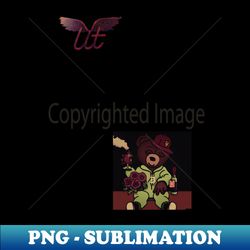 litq - cute teddy bear drinks wine on valentines day anime art vibe - instant sublimation digital download - vibrant and eye-catching typography