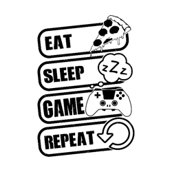 Eat Sleep Game Repeat SVG, PNG, PDF, Gaming svg, Gaming shirt svg, Gamer Controller SVG