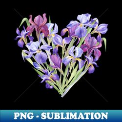 Iris Flowers Heart - Decorative Sublimation PNG File - Enhance Your Apparel with Stunning Detail