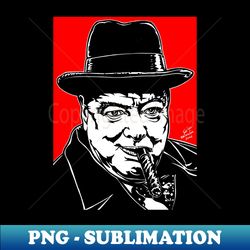 WINSTON CHURCHILL ink and acrylic portrait - Sublimation-Ready PNG File - Spice Up Your Sublimation Projects