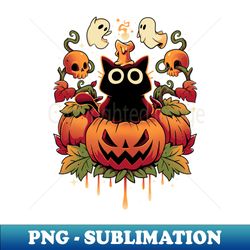 halloween candle trick autumn cat - decorative sublimation png file - vibrant and eye-catching typography
