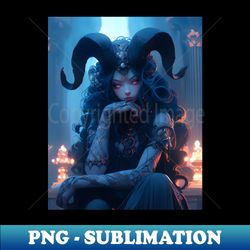 A Demon girl from hell - PNG Transparent Sublimation Design - Create with Confidence