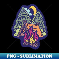 Outdoor Camping by the Fire - Vintage Sublimation PNG Download - Perfect for Sublimation Art