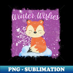 PINK WINTER WISHES FOX - Digital Sublimation Download File - Stunning Sublimation Graphics